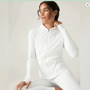Athleta Salutation Ribbed Jacket - Bright White - MINT!